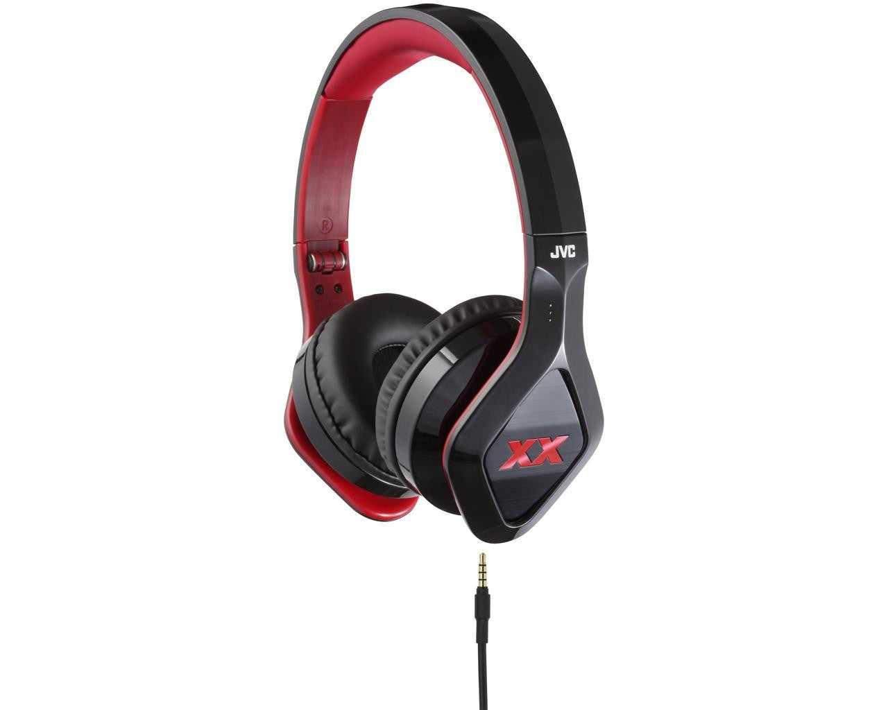 JVC Wired On-ear Extreme HeadphoneHeadphones"Dual Magnet" creates optimal magnetic force, reproducing responsive bass, tight mid-range and crisp highs "X-Damper" minimizes unwanted vibration and generates clear sound Integrated 1-button remote & mic for s